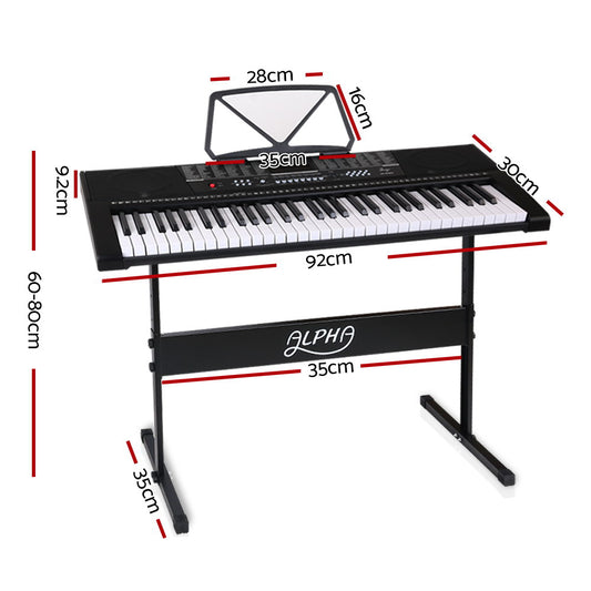 Alpha 61 Keys Electronic Piano Keyboard Digital Electric w/ Stand Sound Speaker EK-JK-63-BK-H