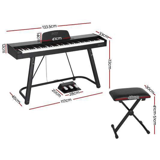 Alpha 88 Keys Electronic Piano Keyboard Digital Electric w/ Stand Stool Weighted EK-WP-88-BK-B01
