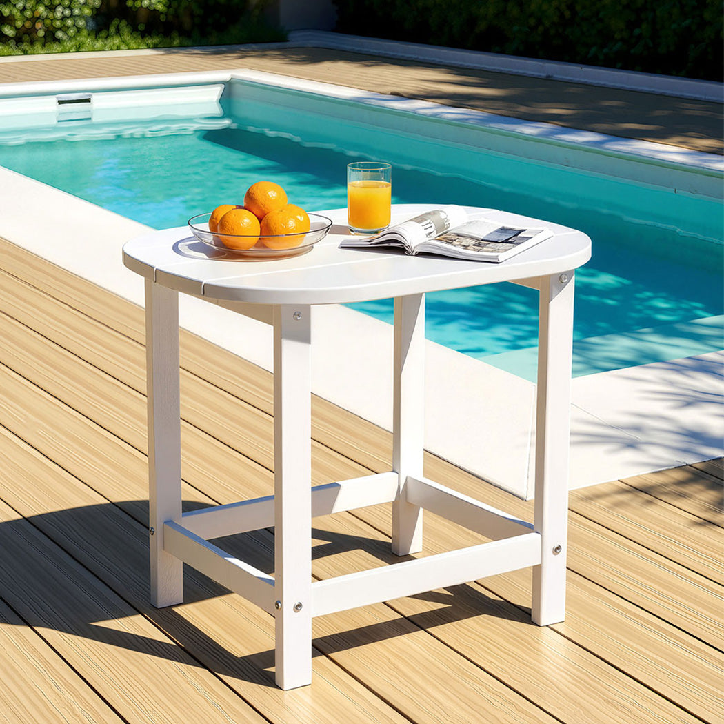 Gardeon Outdoor Coffee Side Table HDPE Desk Patio Furniture Camping Garden White FF-BEACH-DESK-HE-WH