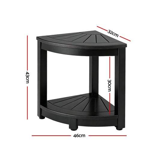 Gardeon Outdoor Coffee Side Table HDPE Desk Corner Shower Stool Bench Seat with Storage Shelf Black FF-BEACH-DESK-HECOR-BK