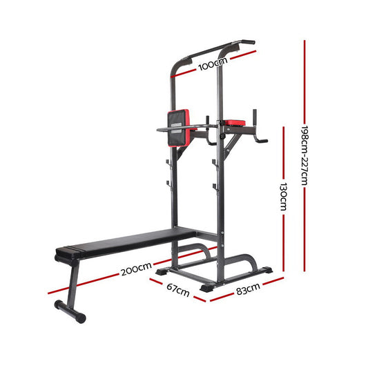 Everfit Weight Bench Chin Up Bar Bench Press Home Gym 380kg Capacity FIT-CHINUP-BENCH