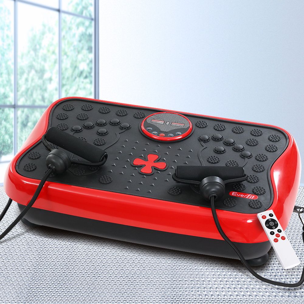 Everfit Vibration Machine Platform Vibrator with Resistance Rope Home Gym Red FIT-H-VP-S-RD