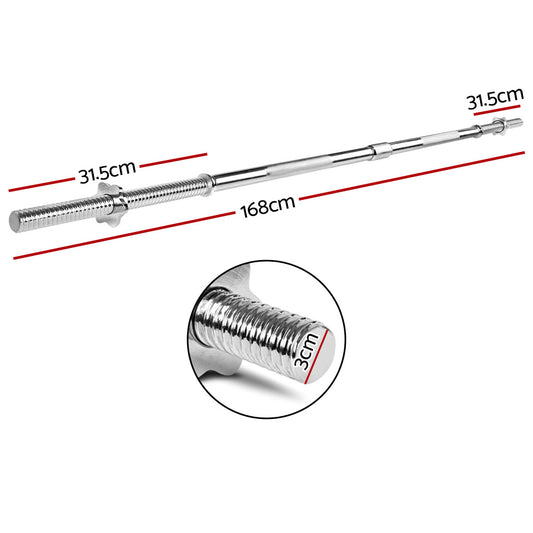 Everfit 168CM 5.5FT Barbell Bar Fitness Weight Plates Dumbbells Row FIT-K-BAR-168-RC3