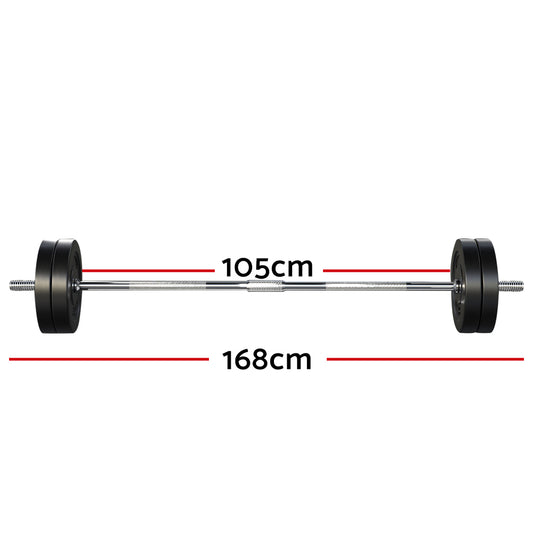 Everfit 48kg Barbell Set Weight Plates Bar Lifting Bench 168cm FIT-K-BB-SET-40KG