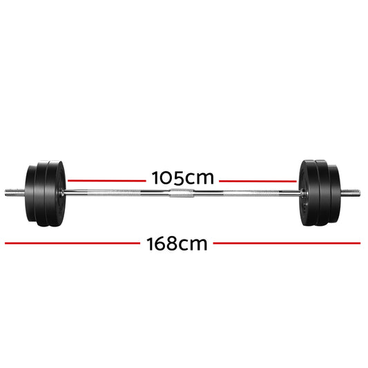 Everfit 58kg Barbell Set Weight Plates Bar Lifting Bench 168cm FIT-K-BB-SET-50KG