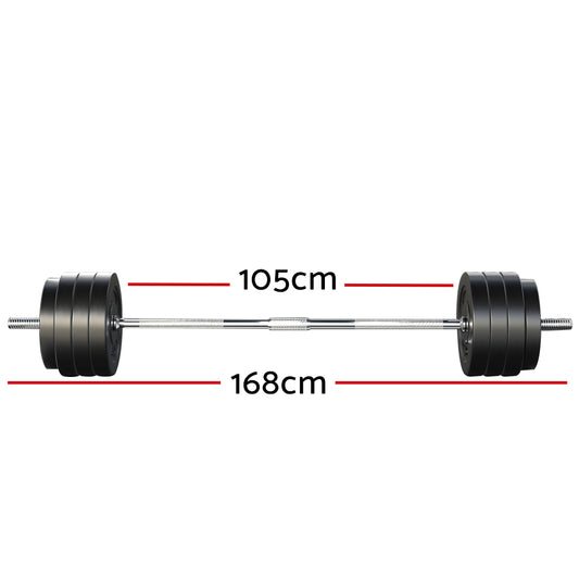 Everfit 78kg Barbell Set Weight Plates Bar Lifting Bench 168cm FIT-K-BB-SET-70KG