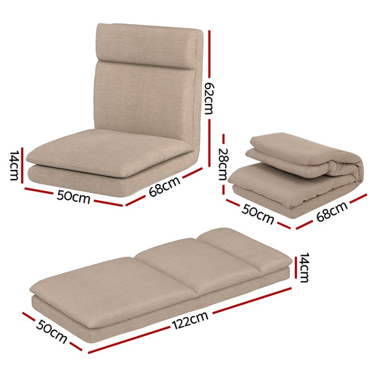Artiss 4XFloor Chair Sofa Linen Beige FLOOR-SBL-01LIN-1S-BRX4
