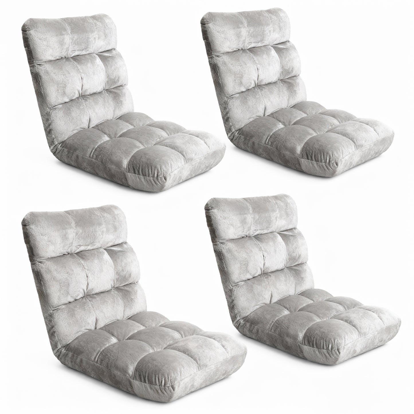Artiss 4X Lounge Sofa Bed Flannel Fabric Grey FLOOR-SBL-M193-S-GYX4