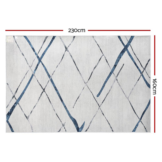 Artiss Rug 160x230cm Area Rug Washable Mat Large Carpet Soft Short Pile Jaca FLR-4353-160X230-BL-GR