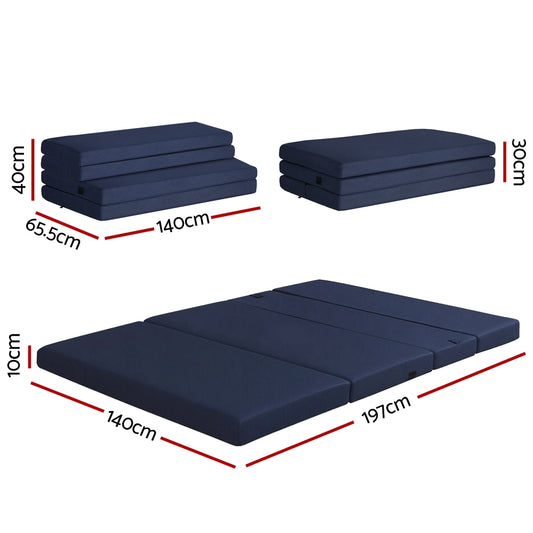 Giselle Foldable Mattress Folding Foam Mattresses Portable Floor Mat Blue Double FOAM-MFM-RAFA-MESH-D