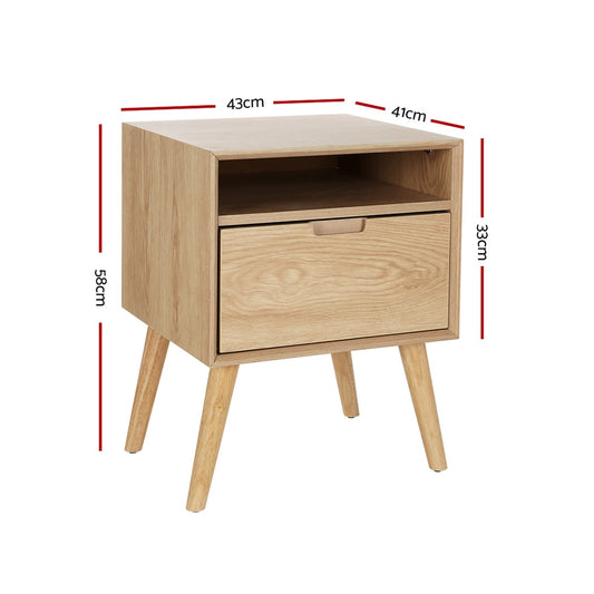 Artiss Bedside Table Drawers Side Table Shelf Storage Cabinet Nightstand GORR FUR-T-BS01-1D1S-WD