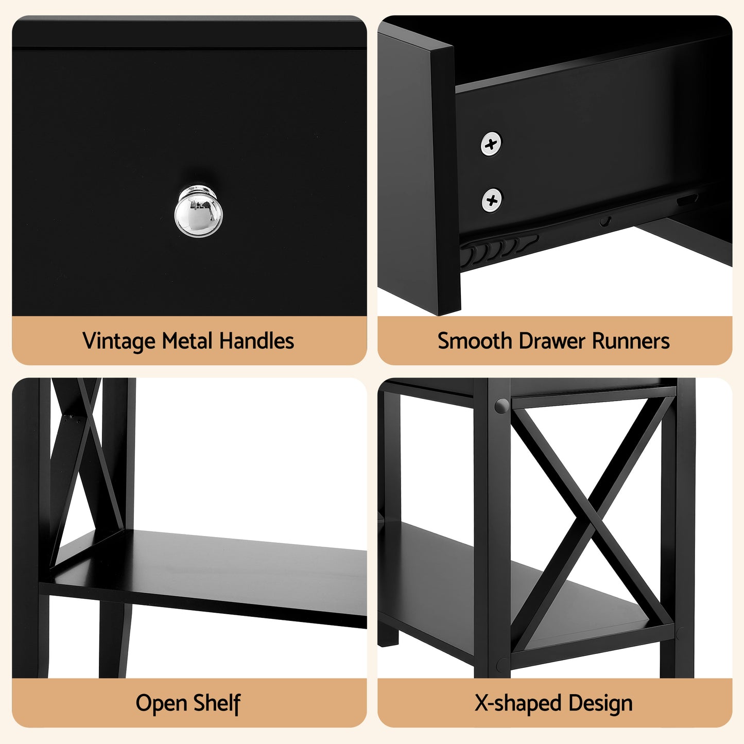 Artiss Console Table 2 Drawers 100CM Black FUR-Z-HS-2D100-BK