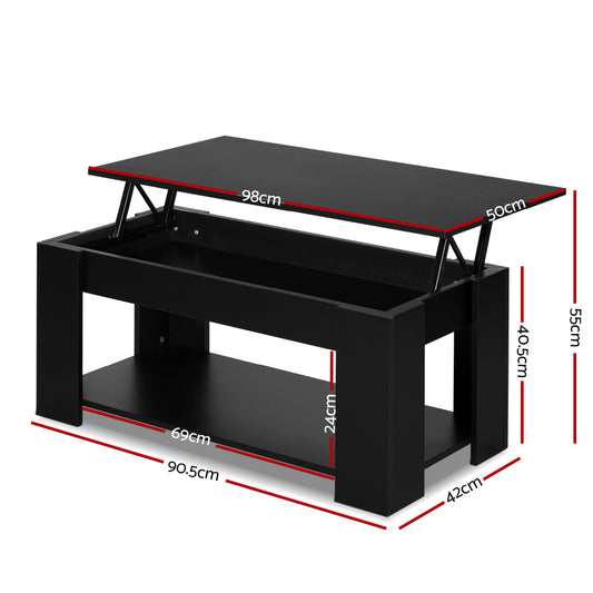Artiss Coffee Table Lift-top Coffee Table Black FURNI-G-COF-LIFT-BK