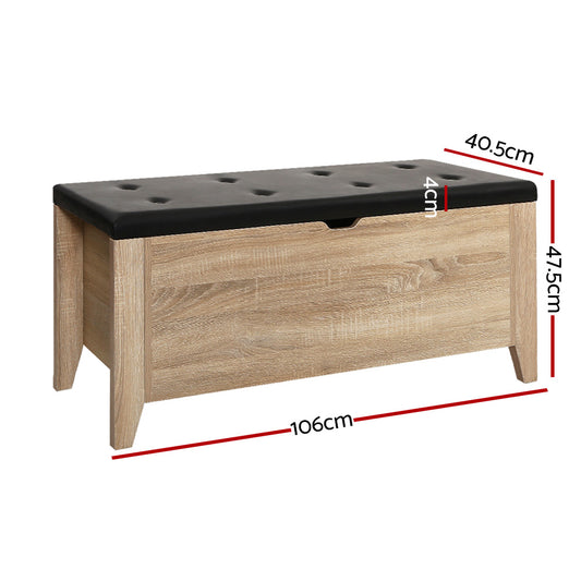 Artiss Storage Ottoman Blanket Box Leather Oak FURNI-L-OTM01-OAK