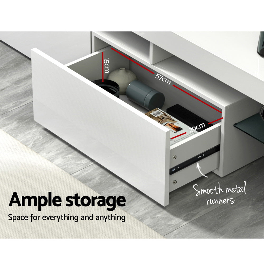 Artiss Entertainment Unit TV Cabinet LED 189cm White Elo FURNI-L-TV189-WH-AB