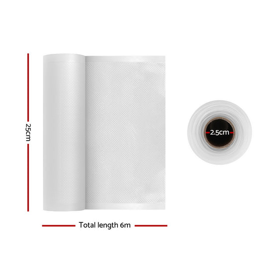 10 Rolls Food Vacuum Sealer Bags Storage Saver Heat Sealing Bag Pack 25CMX6M FVS-BAG-25-TPX5