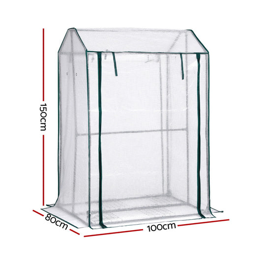 Green Fingers Mini Greenhouse PE Cover Green House Roll-Up Zippered Door 1.0x0.8x1.5M GH-MINI-F-100X80-TP