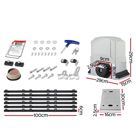 LockMaster Electric Sliding Gate Opener 1200KG Auto Keypad Hardware Remote 6M GO-DSR1200-SV-172-RX3