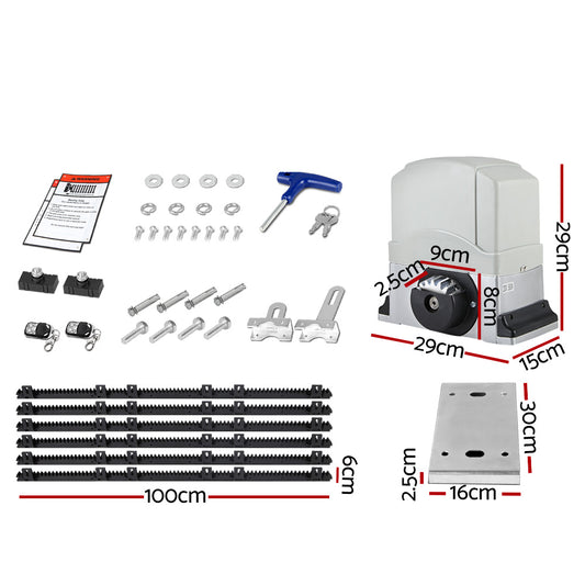 LockMaster Automatic Sliding Gate Opener Kit 6M 1200KG GO-SGO-DSR1200-AC-RAILX3