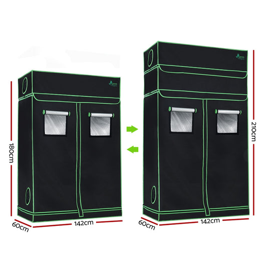 Greenfingers Grow Tent 120x60x210CM Height Adjustable Hydroponics Kit Indoor Grow System GT-D-120X60X180-210-DIY
