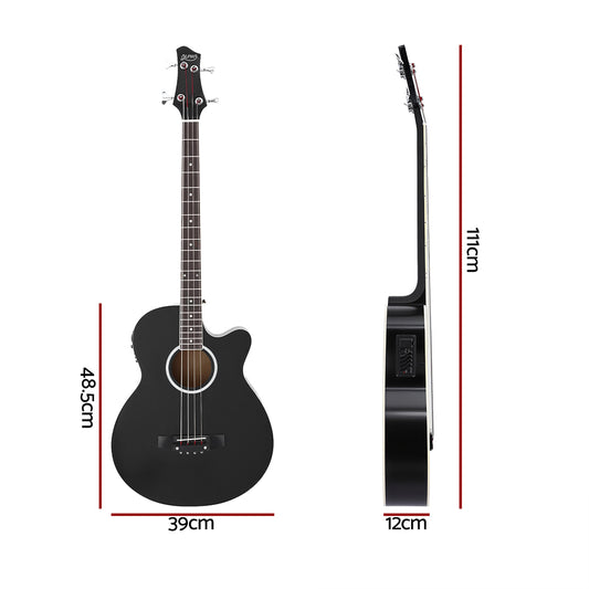Alpha 43" Acoustic Bass Guitar Black 4-Band EQ GUITAR-E-43-EQ-BASS-BK