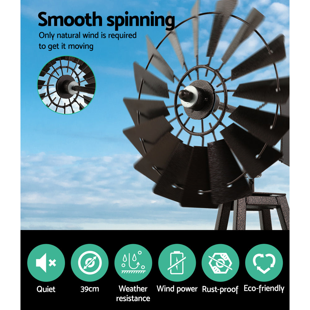 Garden Windmill 160cm Metal Ornaments Outdoor Decor Ornamental Wind Mill GWM-160CM-BR