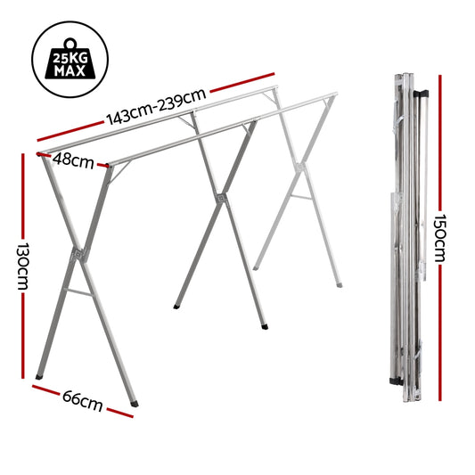 Artiss Clothes Rack Adjustable Foldable Steel HANGER-B-06-FLD-SI