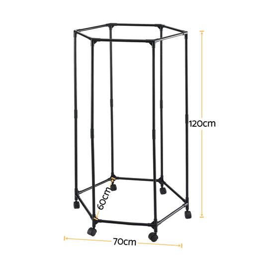 Artiss Clothes Rack Airer Rail Coat Stand Wheels 6 Rods HANGER-B-09-6R-BK