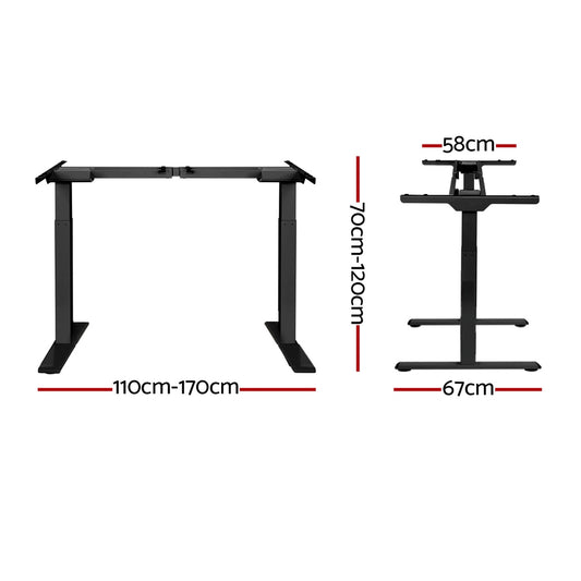 Artiss Standing Desk Frame Only Dual Motor Motorised Black HASD-268-BK
