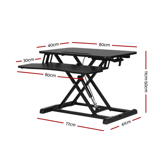 Artiss Standing Desk Riser Height Adjustable Black 80CM HASD-B-S28-BK