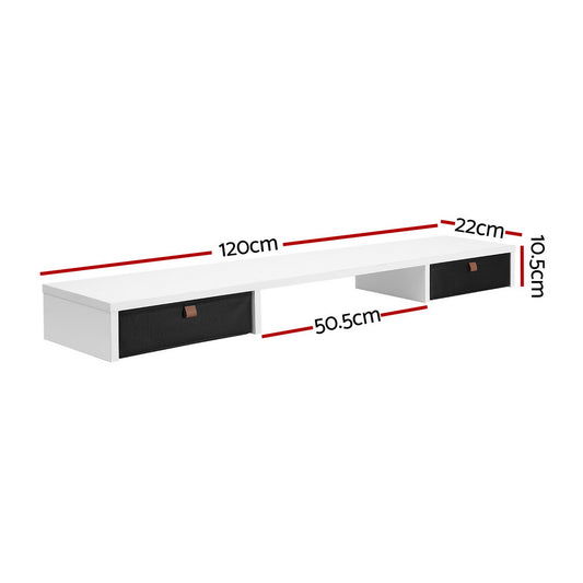 Artiss Standing Desk Desktop Storage Rack Shelf Removable Bookshelf Drawer 120cm HDR-004-WH