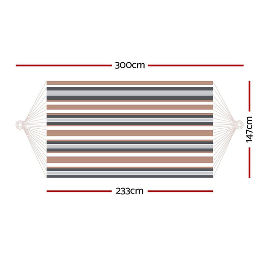 Gardeon Hammock Bed Outdoor Camping Hammocks Beige Grey HM-BED-BG-GY