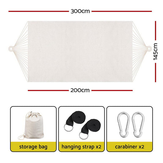 Gardeon Hammock Bed w/ Travel Bag Outdoor Lounge Chair Cream HM-BED-PORT-CREAM