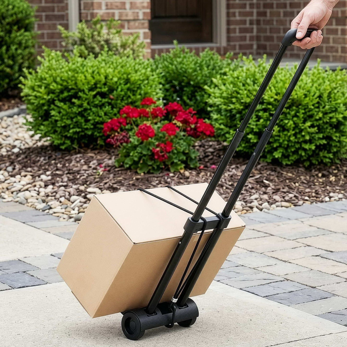 Giantz Folding Trolley Portable Hand Truck Lightweight Travel Luggage Black HP-CART-2W-BK