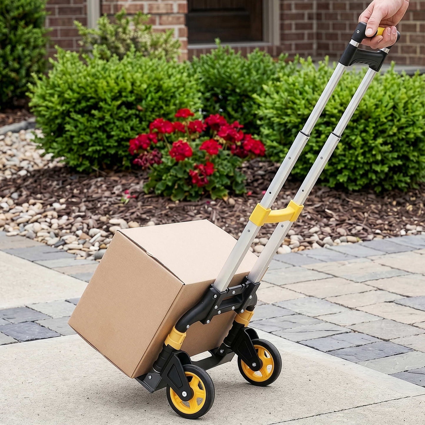 Giantz Folding Trolley Portable Hand Truck Lightweight Travel Luggage Silver HP-CART-2W-WH