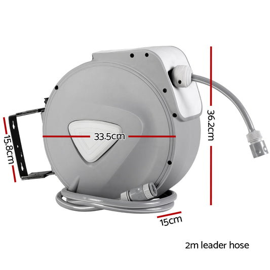 Water Hose Reel 20M Retractable Auto Rewind Spray Gun Garden HR-WA-AUTO-20M-PLS