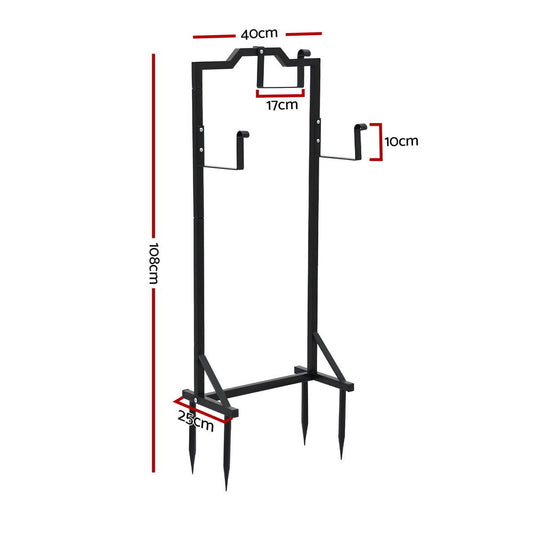 Green Fingers Garden Hose Holder Metal Portable Freestanding Hose Stand 4 Spikes Black HR-WA-HOLD-BK