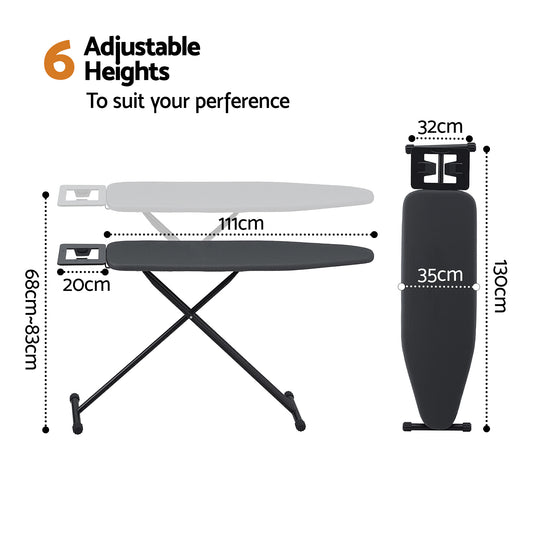 Artiss Ironing Board with Iron Rest with 3 Layers Extra Thick Cover Easy Storage IRB-STAND-REP100-BK