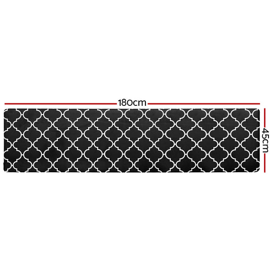 Artiss Kitchen Mat 45x180cm PVC Floor Rug Carpet Non-slip Gina KMAT-PVC-03-45X180-BK