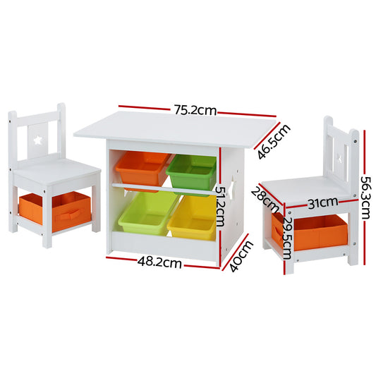 Keezi 3PCS Kids Table and Chairs Set Children Furniture Play Toys Storage Box KPF-B-OTTC-CFL
