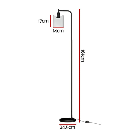 Artiss Floor Lamp Light Stand Modern Home Living Room Office Reading Glass Shade Black LAMP-FLOOR-SF-JF5470
