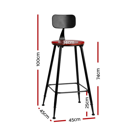 Artiss 4x Bar Stools Vintage Metal Chairs LC-BAR-CHR-ALEX-WALX4