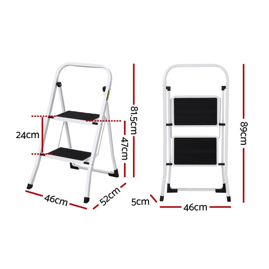 Giantz 2 Step Ladder Multi-Purpose Folding Steel Light Weight Platform LD-STEEL-2STEP