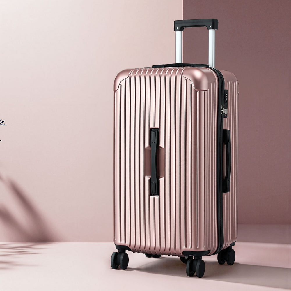 Wanderlite 28" Trunk Luggage Suitcase Travel 5 Wheels Type-C Port TSA Rose Gold LUG-ABS-TRUK-28-RG