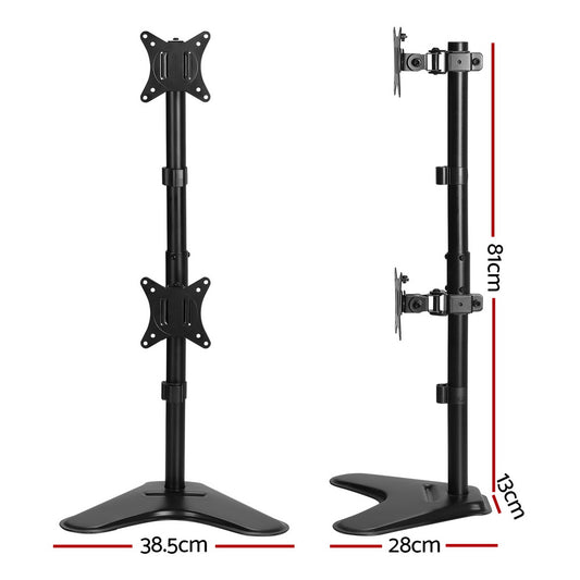 Artiss Monitor Arm Stand Dual Mount HD LED TV Bracket Holder Freestanding MA-B-D-T02-BK
