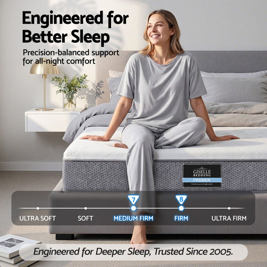 Giselle Bedding Single Mattress 23cm Pocket Spring Mattress with Adjustable Firmness Reversible Foam Layer MATTRESS-E-AERO-23-S