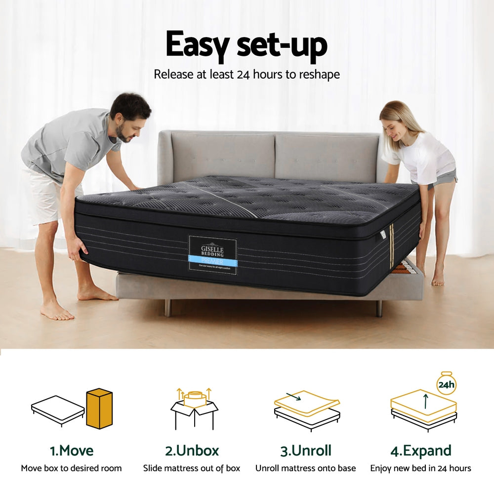 35cm Giselle Mattress King Bed Bamboo Pocket Firm Foam MATTRESS-E-MIDNIGHT-35-K