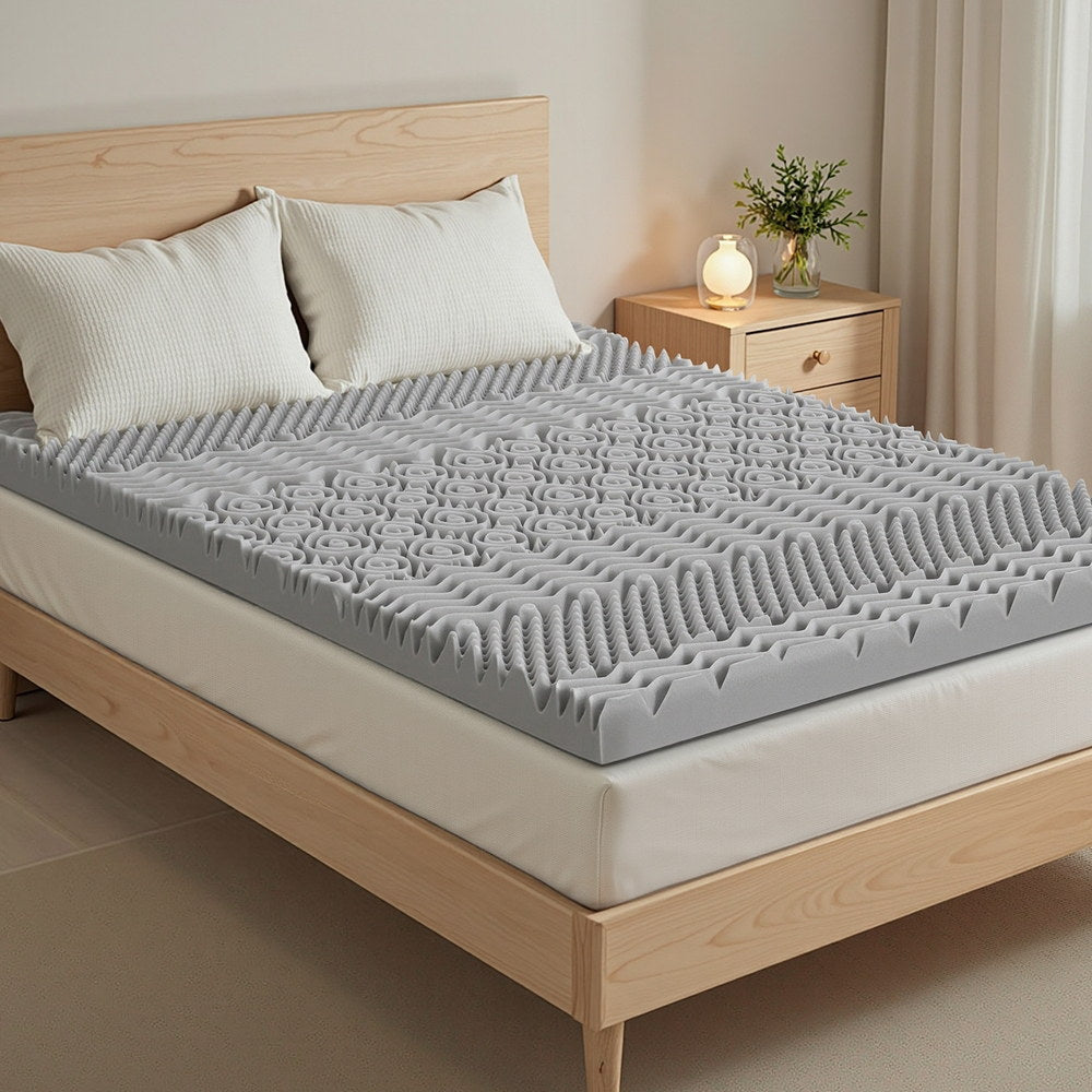 Giselle Bedding 8cm Memory Foam Mattress Topper 7-Zone Graphite King MATTRESS-TOP-7Z-8-GY-K