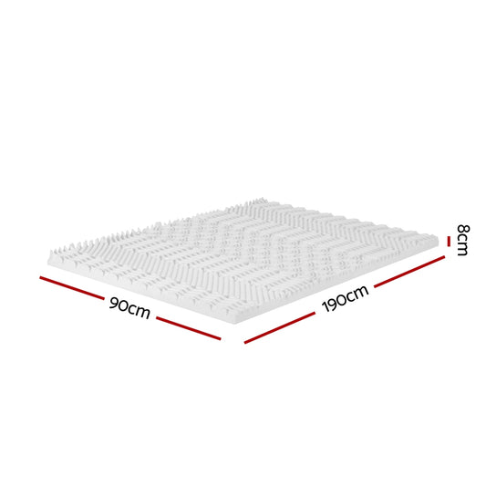 Giselle Bedding Memory Foam Mattress Topper 7-Zone Airflow Pad 8cm Single White MATTRESS-TOP-7ZONE-8-S