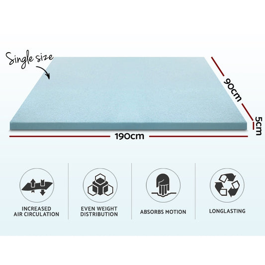Giselle Bedding Memory Foam Mattress Topper Cool Gel 5cm Single MATTRESS-TOP-C-GEL-5-S